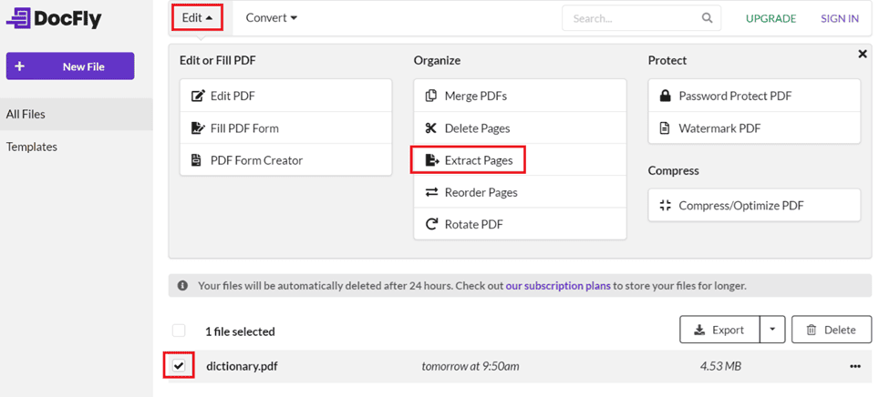 Option 1 Extract PDF